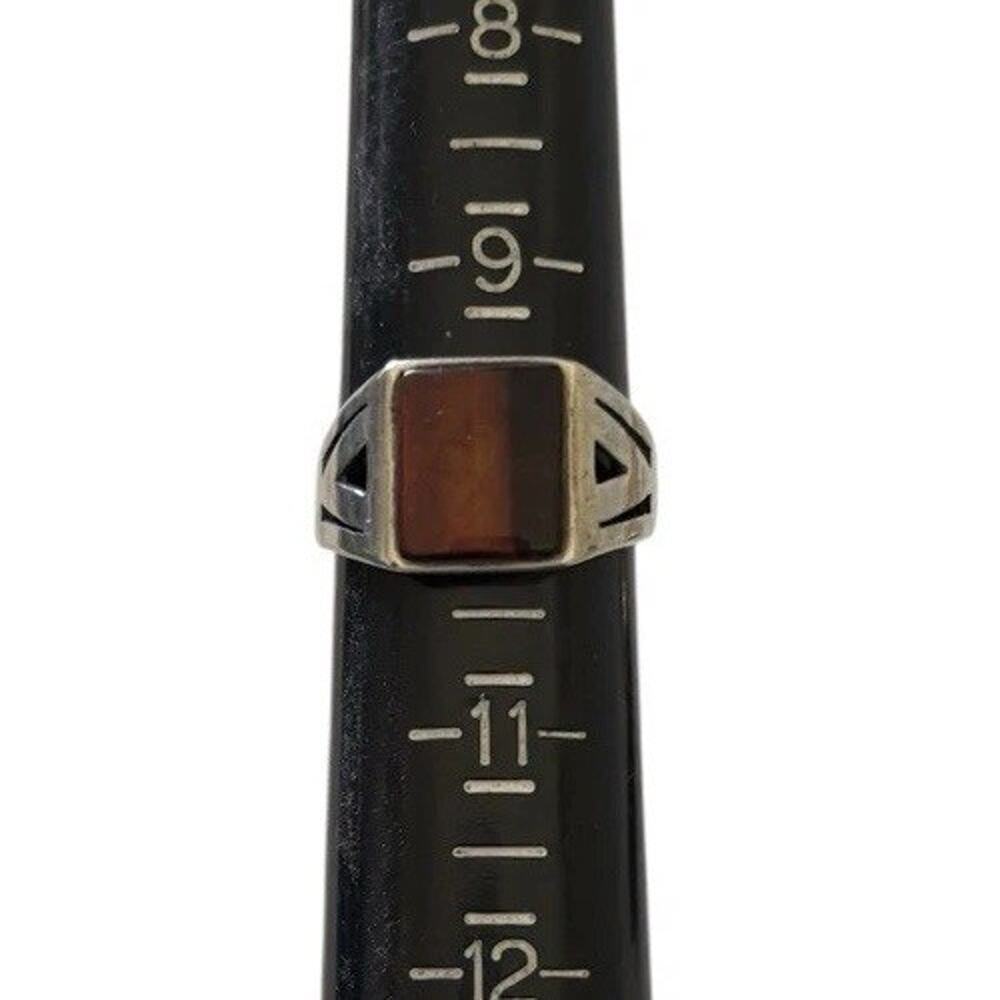 Henry Griffith & Sons British Vintage Signet Ring 925 Silver Brown Agate Size 10 - Picture 8 of 9